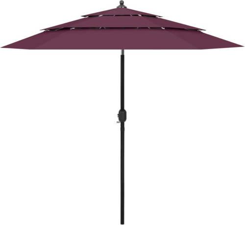 VidaXL Parasol 3-laags Met Aluminium Paal 2,5 M Bordeauxrood