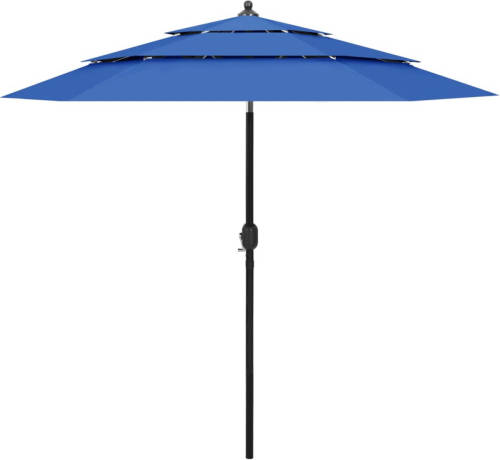 VidaXL Parasol 3-laags Met Aluminium Paal 2,5 M Azuurblauw