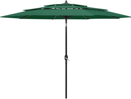 VidaXL Parasol 3-laags Met Aluminium Paal 3 M Groen