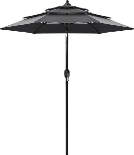 VidaXL Parasol 3-laags Met Aluminium Paal 2 M Antracietkleurig