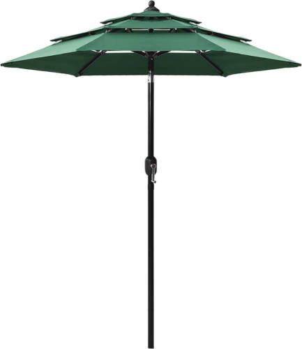 VidaXL Parasol 3-laags Met Aluminium Paal 2 M Groen