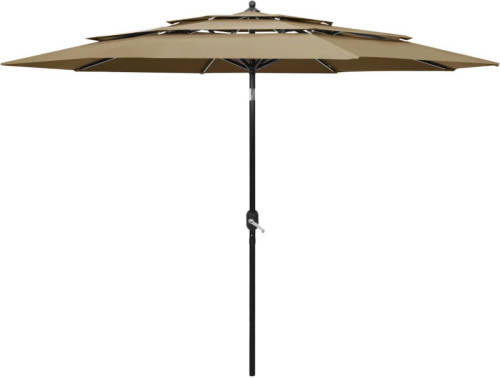 VidaXL Parasol 3-laags Met Aluminium Paal 3 M Taupe