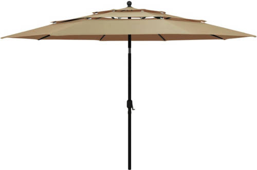 VidaXL Parasol 3-laags Met Aluminium Paal 3,5 M Taupe