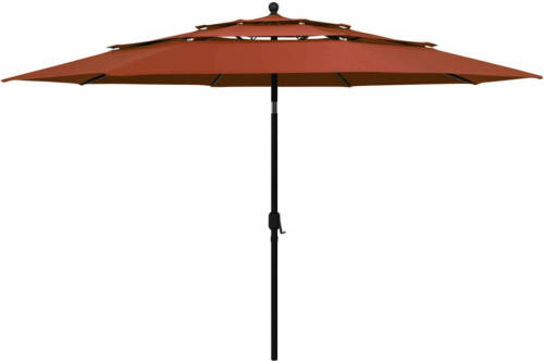 VidaXL Parasol 3-laags Met Aluminium Paal 3,5 M Terracottakleurig