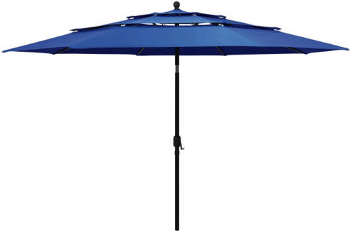 VidaXL Parasol 3-laags Met Aluminium Paal 3,5 M Azuurblauw