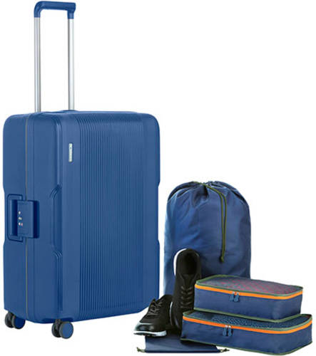CarryOn Protector Luxe Koffer - Trolley 66cm Met Tsa-klikslot - 4-delige Packer Set - Ultralicht - Blauw