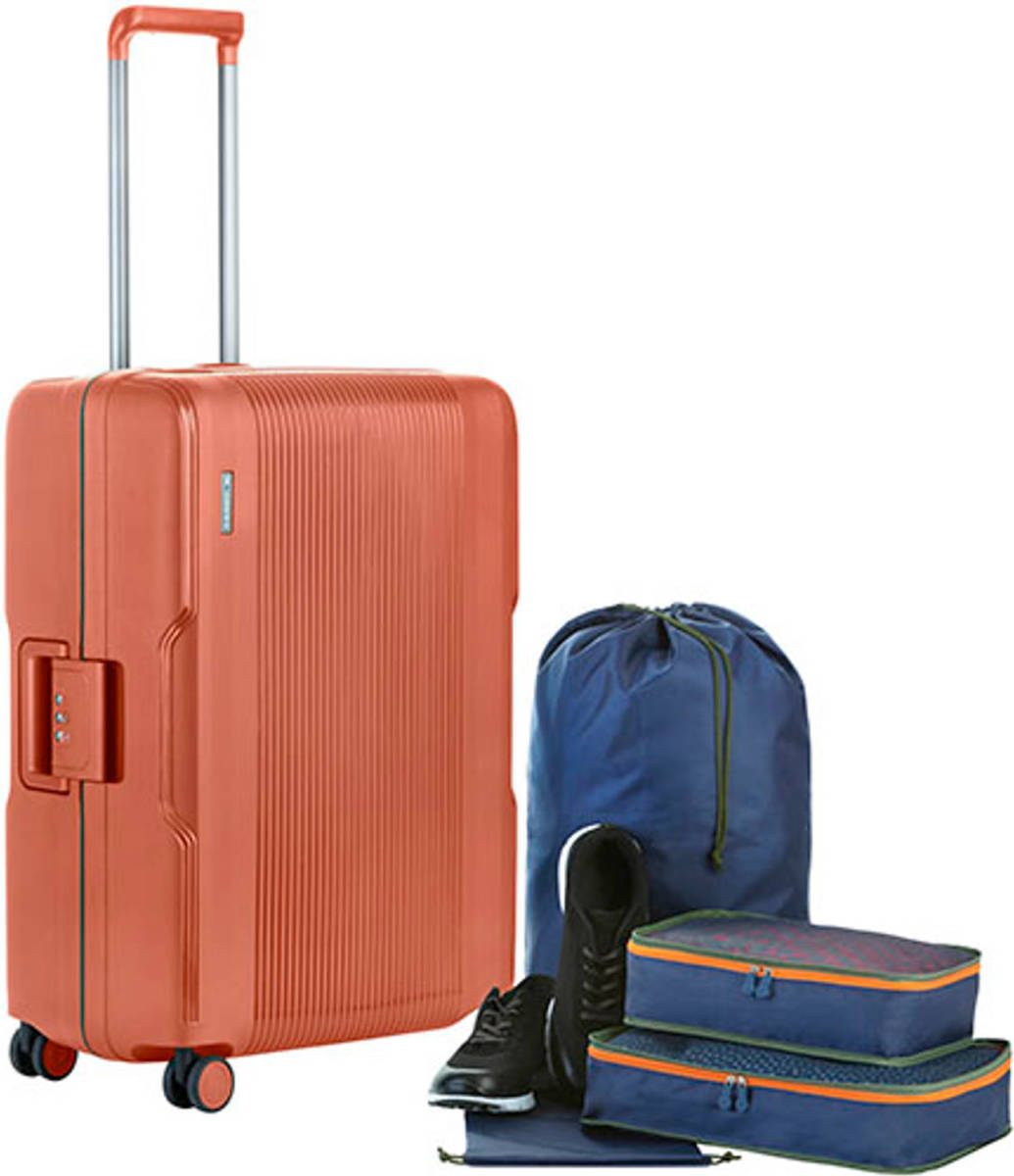 CarryOn Protector Luxe Koffer - Trolley 66cm Met Tsa-klikslot - 4-delige Packer Set - Ultralicht - Terra Oranje