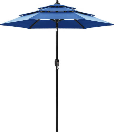 VidaXL Parasol 3-laags Met Aluminium Paal 2 M Azuurblauw