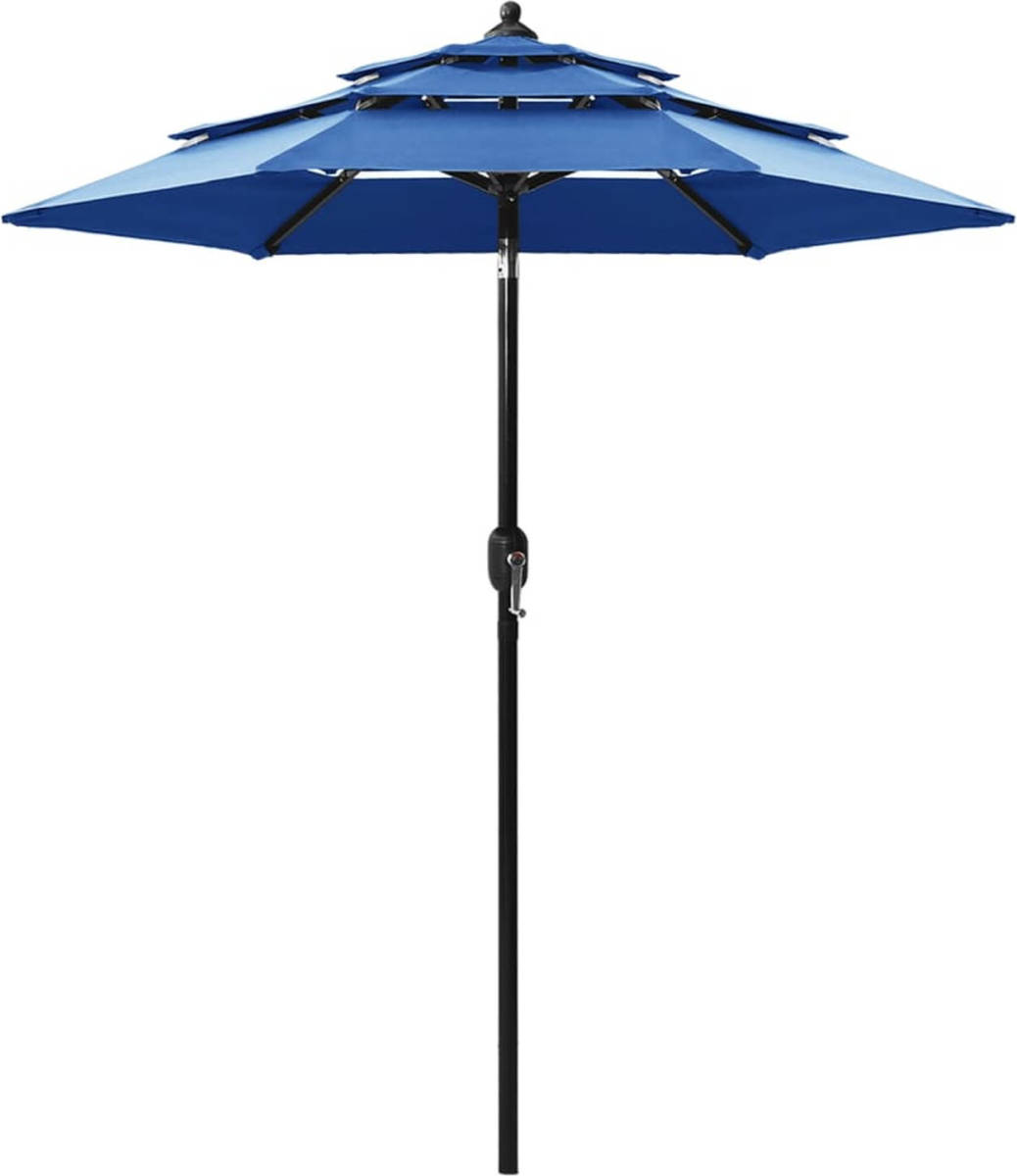VidaXL Parasol 3-laags Met Aluminium Paal 2 M Azuurblauw