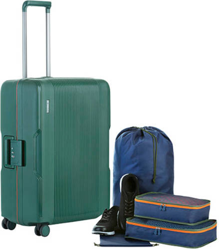 CarryOn Protector Luxe Koffer - Trolley 66cm Met Tsa-klikslot - 4-delige Packer Set - Ultralicht - Groen