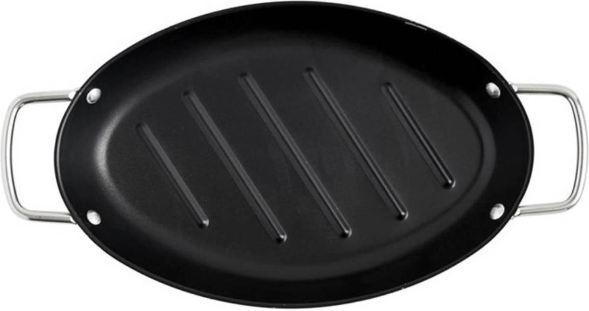 Orange85 Grillpan - Ovaal - Barbecue - Anti Aanbak - Met Handvaten - Metaal - Zwart