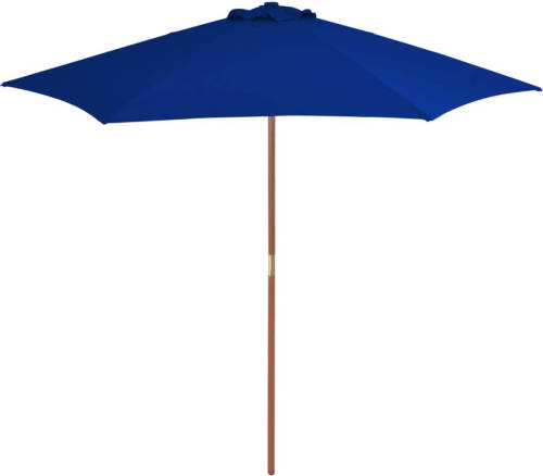 VidaXL Parasol Met Houten Paal 270 Cm Blauw