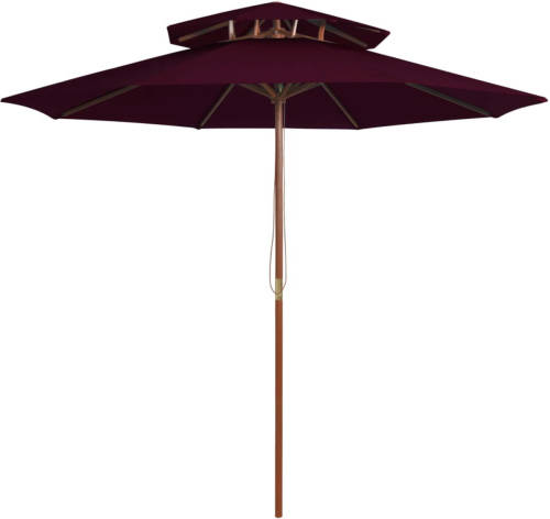 VidaXL Parasol Dubbeldekker Met Houten Paal 270 Cm Bordeauxrood