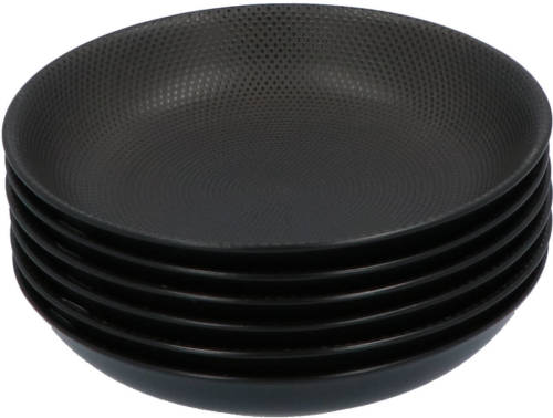 4Goodz Porseleinen Soep Borden Caviar 6 Stuks 20 Cm - Zwart