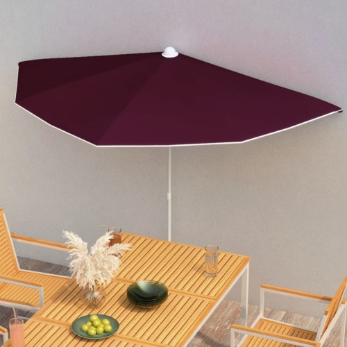 VidaXL Parasol Half Met Paal 180x90 Cm Bordeauxrood