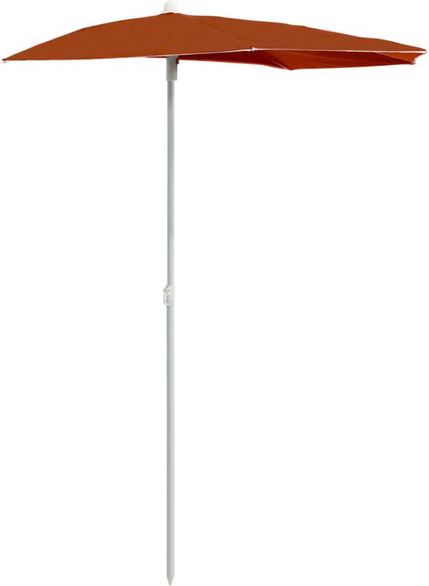 VidaXL Parasol Half Met Paal 180x90 Cm Terracottakleurig