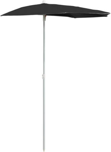 VidaXL Parasol Half Met Paal 180x90 Cm Zwart