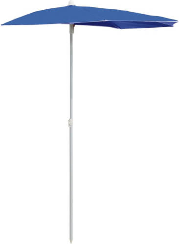 VidaXL Parasol Half Met Paal 180x90 Cm Azuurblauw