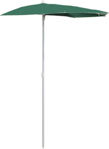 VidaXL Parasol Half Met Paal 180x90 Cm Groen
