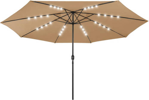 VidaXL Parasol Met Led-verlichting En Metalen Paal 400 Cm Taupe