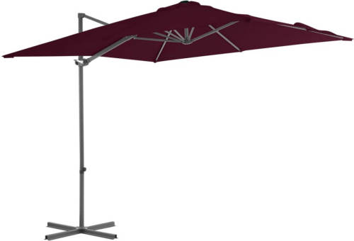 VidaXL Zweefparasol Met Stalen Paal 250x250 Cm Bordeauxrood