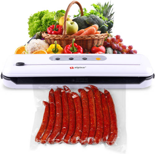 Alpina Vacumeermachine - Vacuümsealer - Voor Voedsel - Incl. Snoer, Rol Plastic (20 X 200 Cm) - 5x Langer Vers
