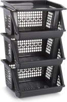 Forte Plastics 1x Antraciet Grijze Opberg Kratten/kasten/organizers 3 Vakken 62 Cm - Opbergmanden