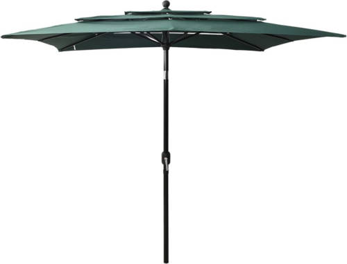 VidaXL Parasol 3-laags Met Aluminium Paal 2,5x2,5 M Groen