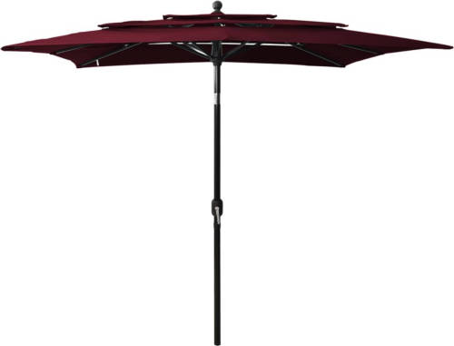 VidaXL Parasol 3-laags Met Aluminium Paal 2,5x2,5 M Bordeauxrood