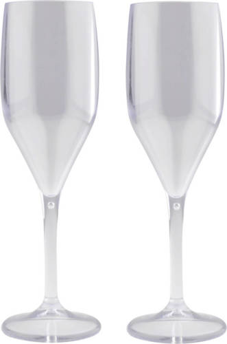 Santex Set Van 2x Stuks Champagne/prosecco Flutes Glazen Transparant 150 Ml Van Onbreekbaar Kunststof - Champagneglazen