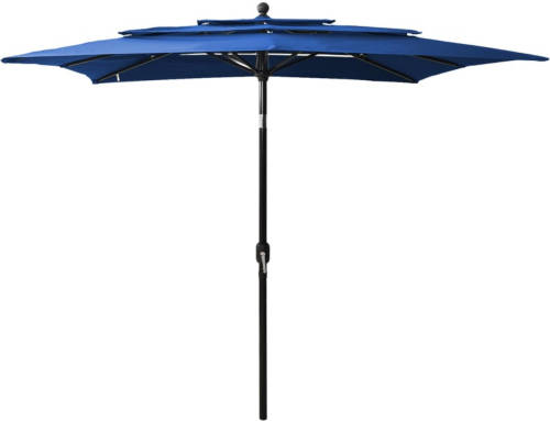 VidaXL Parasol 3-laags Met Aluminium Paal 2,5x2,5 M Azuurblauw