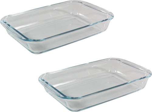 Pyrex 2x Stuks Rechthoekige Glazen Ovenschalen 3 Liter 39 X 23,5 X 5 Cm - Ovenschalen