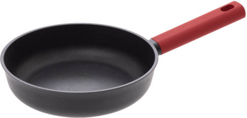 4Goodz Aluminium Koekenpan Met Siliconen Handvat 20cm - Zwart/rood