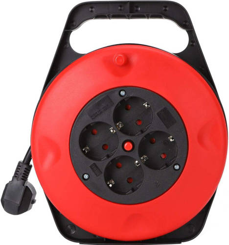 BES LED Kabelhaspel - Aigi Ronin - 4 Stopcontacten - 10 Meter - Rood