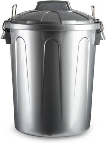 Forte Plastics Afvalemmers/vuilnisemmers Zilver 21 Liter Met Deksel - Prullenbakken