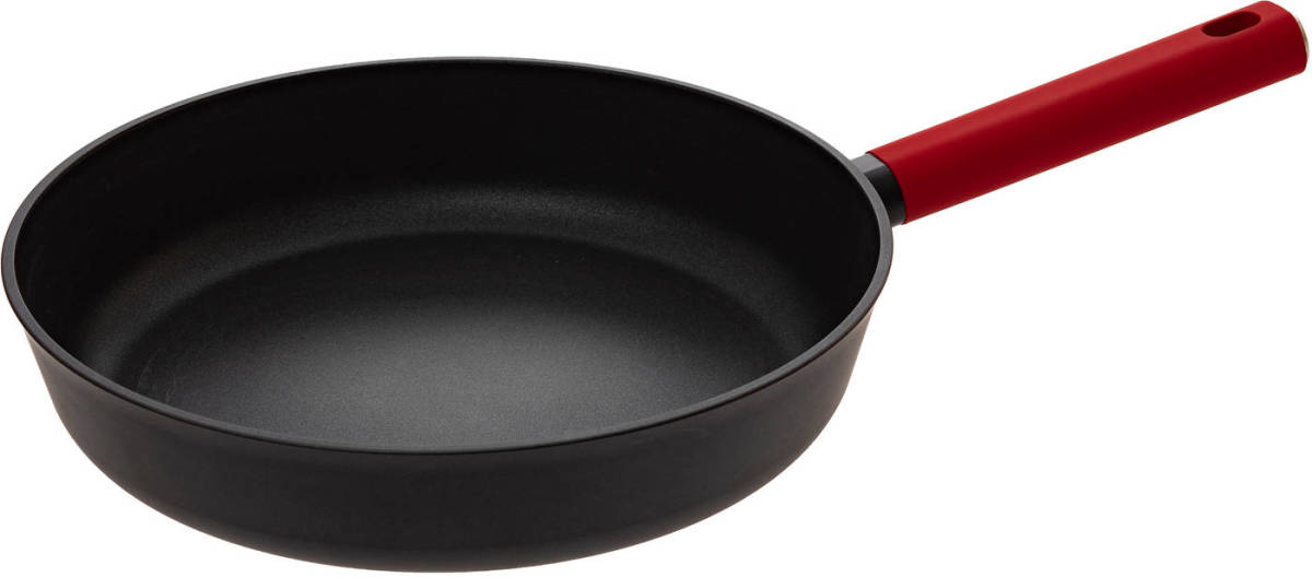 4Goodz Aluminium Koekenpan Met Siliconen Handvat 28 Cm - Zwart/rood