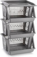 Forte Plastics 3x Lichtgrijze Opberg Kratten/kasten/organizers 3 Vakken 62 Cm - Opbergmanden