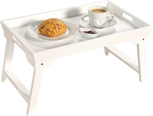 Decopatent Fsc® Mdf Elegante Inklapbare Bedtafel Met Dienblad Houten Bed Tafel