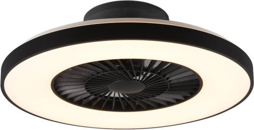 BES LED Led Plafondlamp Met Ventilator - Plafondventilator - Trion Halma - 40w - Aanpasbare Kleur - Rond - Mat Zwart - Kunststof