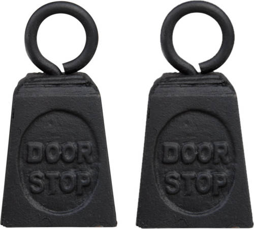 Best for Boots 2x Stuks Deurstoppers Gewicht Gietijzer Zwart 13 Cm - Deurstoppers