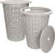 Bellatio Design 2x Stuks Kunststof Wasmand Met Deksel Rond Grijs 35 Liter