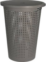 Bellatio Design Kunststof Wasmand Met Deksel Rond Grijs 35 Liter