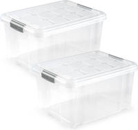 Forte Plastics 3x Opslagbakken/organizers Met Deksel 16 Liter 40 Cm Transparant - Opbergbox