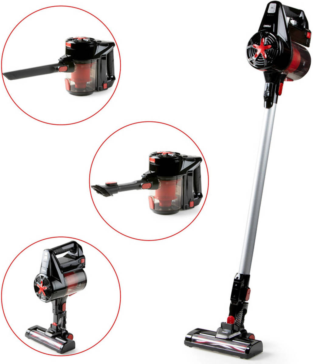 Primo Pr504sv 3-in-1 Snoerloze Steelstofzuiger - 22,2v - Rood/zwart