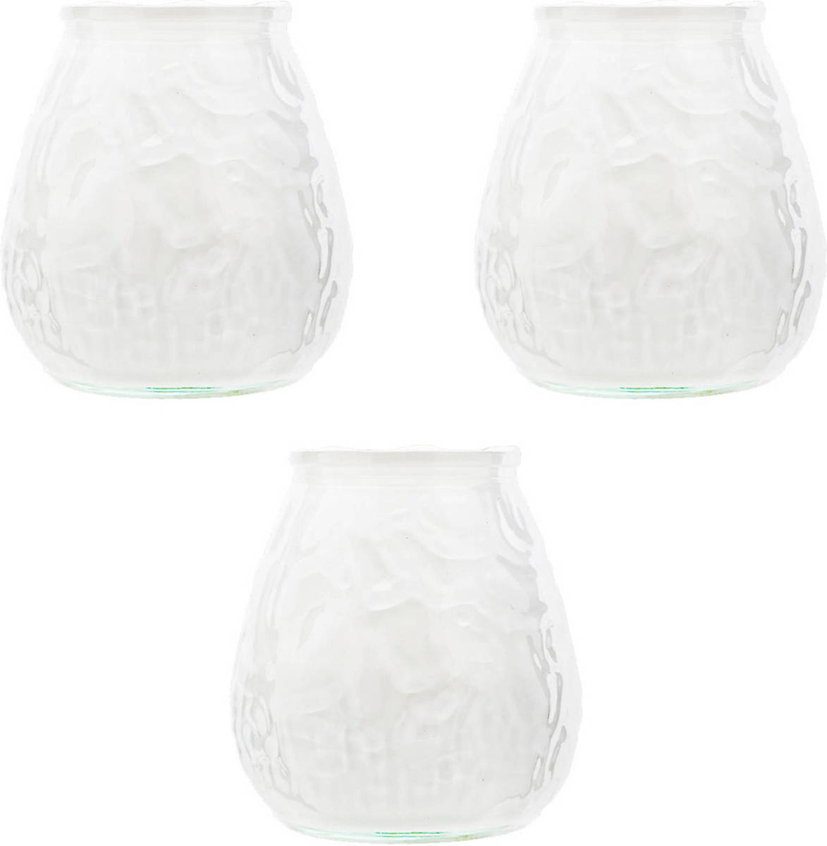 Cosy and Trendy 3x Witte Tafelkaarsen In Glazen Houders 7 Cm Brandduur 17 Uur - Waxinelichtjes