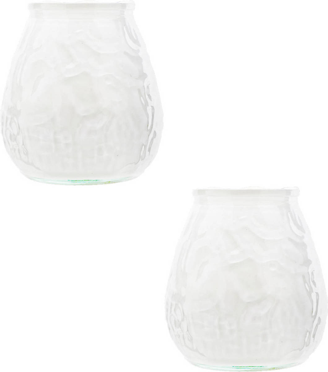 Cosy and Trendy 2x Witte Tafelkaarsen In Glazen Houders 7 Cm Brandduur 17 Uur - Waxinelichtjes