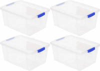 Forte Plastics 4x Opbergbakken/organizers Met Deksel 16 Liter 40 Cm Transparant - Opbergbox