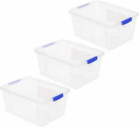 Forte Plastics 3x Opbergbakken/organizers Met Deksel 16 Liter 40 Cm Transparant - Opbergbox