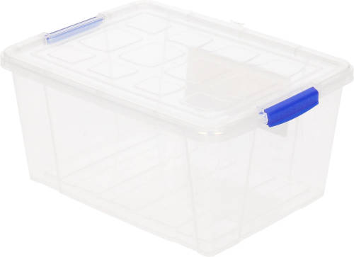 Forte Plastics 1x Opbergbakken/organizers Met Deksel 16 Liter 40 Cm Transparant - Opbergbox