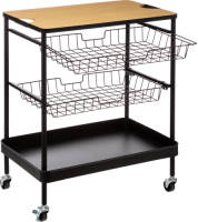 4Goodz Serveerwagen Met 3 Opbergvakken En Plateau 40x60x79 Cm - Zwart